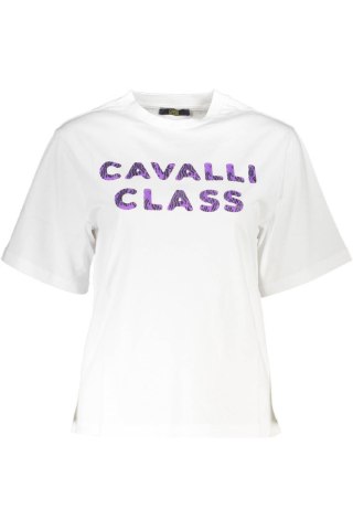 KOSZULKA Z KRÓTKIM RĘKAWEM CAVALLI CLASS DAMSKA BIAŁA (Bianco)