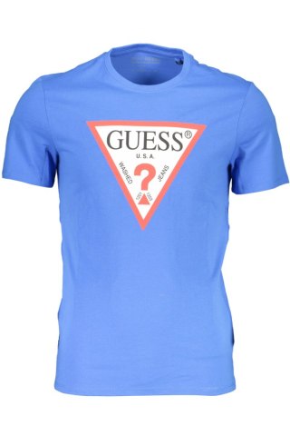 KOSZULKA Z KRÓTKIM RĘKAWEM GUESS JEANS MĘSKA NIEBIESKA (Blu)