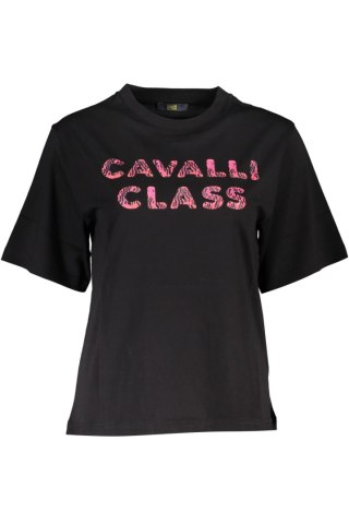 KOSZULKA Z KRÓTKIM RĘKAWEM CAVALLI CLASS DAMSKA CZARNA (Nero)