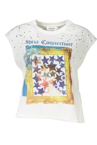 DESIGUAL BIAŁY DAMSKI T-SHIRT BEZ RĘKAWÓW (Bianco)