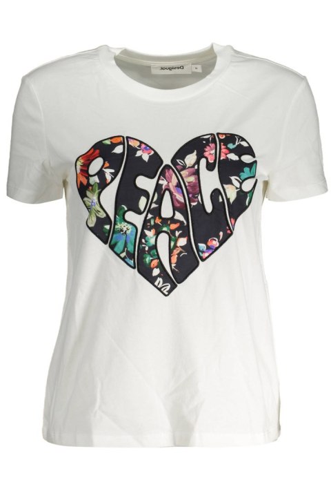 DESIGUAL DAMSKI T-SHIRT Z KRÓTKIM RĘKAWEM BIAŁY (Bianco) DESIGUAL DAMSKI T-SHIRT Z KRÓTKIM RĘKAWEM BIAŁY (Bianco)