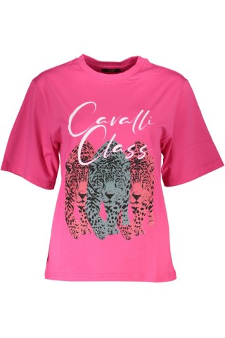 DAMSKI T-SHIRT Z KRÓTKIM RĘKAWEM CAVALLI CLASS RÓŻOWY (Rosa)