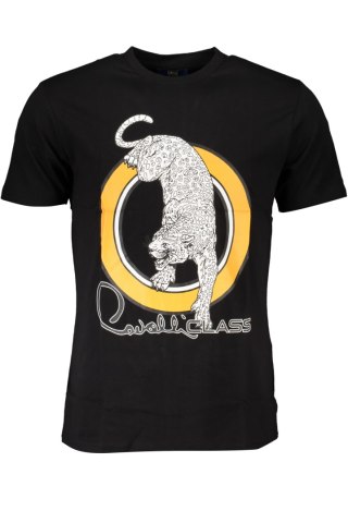 T-SHIRT MĘSKI Z KRÓTKIM RĘKAWEM KLASY CAVALLI CZARNA (Nero)