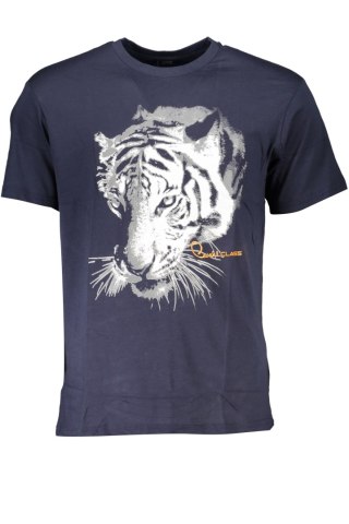 NIEBIESKI T-SHIRT MĘSKI Z KRÓTKIM RĘKAWEM KLASY CAVALLI (Blu)